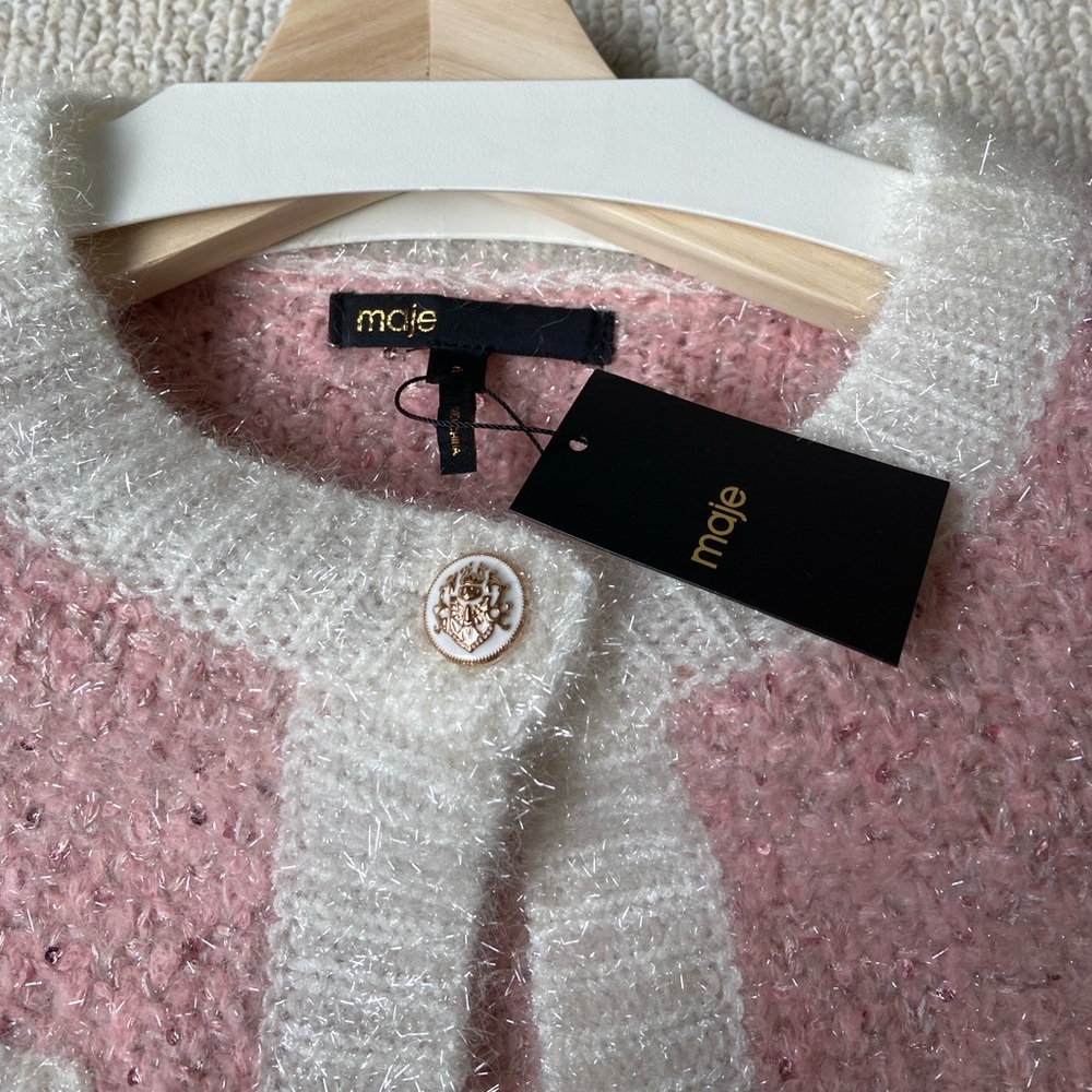 Maje Pale Pink Cardigan - Picture 3 of 5